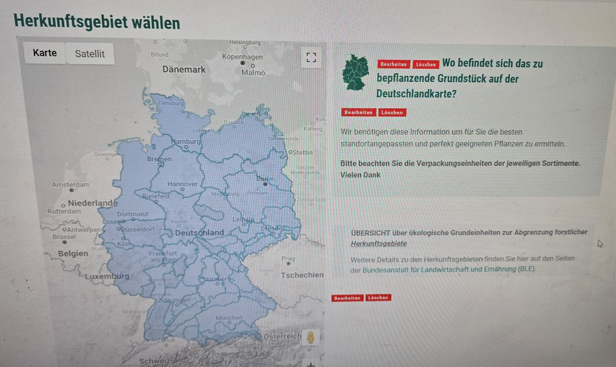 Herkunftsgebiete für Forstpflanzen